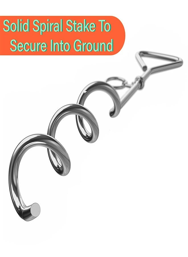 Pups&Pets طوق قابل للتعديل للكلاب من Pups&Pets، مع سلك ربط ووتد | وتد حلزوني متين مع مقود سلكي قوي بطول 16 قدمًا للتخييم والحديقة | وتد مع سلك ربط وحزام للكلاب المتوسطة والكبيرة حتى وزن 125 رطلاً - Image 4